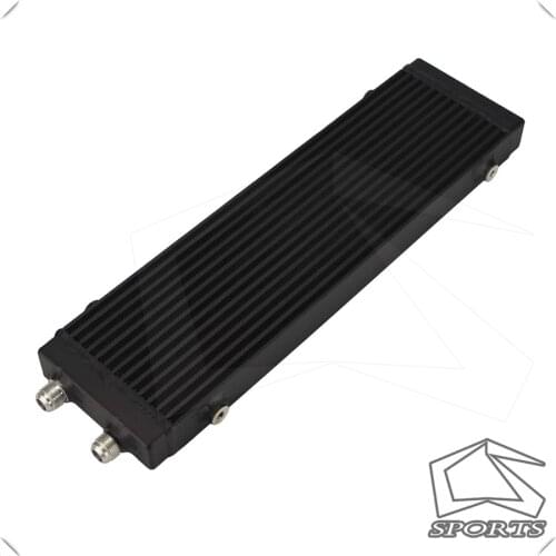 Black Universal Dual Pass Bar & Plate Oil Cooler 18.5"x5.5"x1.58" Core Large 1PCS Black/Sliver