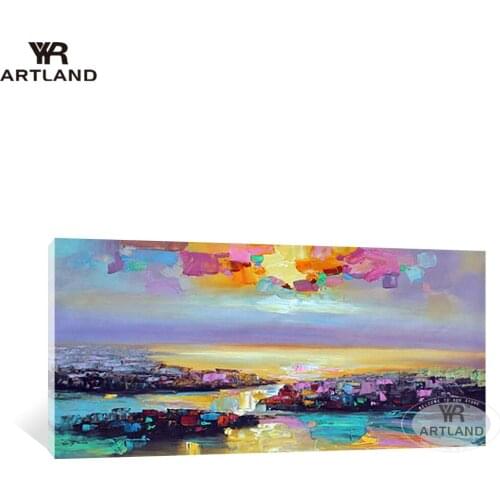 YYR-ARTLAND colorful sky thick oil Hand painted oil painting on canvas beautiful picture wall art for living room bedroom