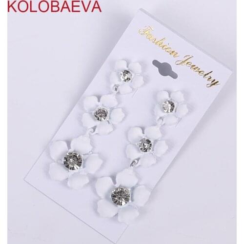 Ladies earrings flower punk Korean fashion pendant metal boho statement geometric long rhinestone plum punk jewelry wholesale cc