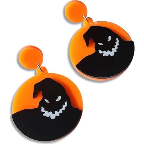 Female Halloween Jewelry Scary Funny Ghost Devil Earrings Fun Skull Pumpkin Head Bat Dangle Earring Women Drop Shipping E121593