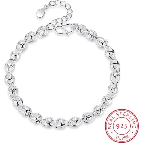 Hot Sale Hollow Ball Bracelet For Women Girl 925 Sterling Silver Bracelet Christmas Gift S-B201
