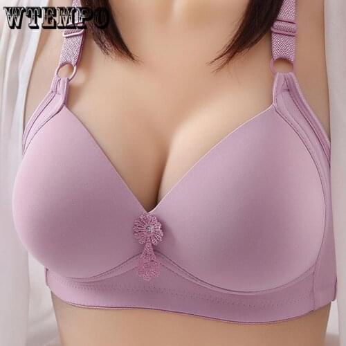 Plus Size Underwear Push Up Bra Women Seamless Wireless Gather Bralette Pink Thin Female Lingerie Brassiere