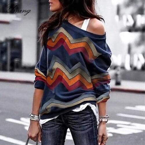 YMING Fashion Oversized Pull Sweater Women Long Sleeve Pullover 2019 Autumn Rainbow Jumper Knitted Chic Woman Tops Truien Dames
