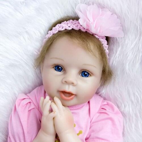 22 inches 55cm Handmade Lifelike Baby Girl Doll Silicone Vinyl Reborn Newborn Dolls pink baby bebe birthday gifts for children