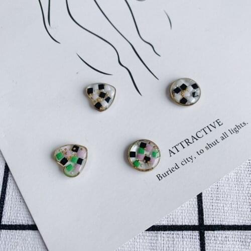 DIY accessories wholesale transparent black and white plaid heart geometric round resin pendant accessories wholesale