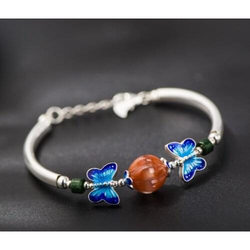 Starfield 925 Sterling Silver Bracelet Silver Design Butterfly Design Natural Onyx Silver Bracelet Women