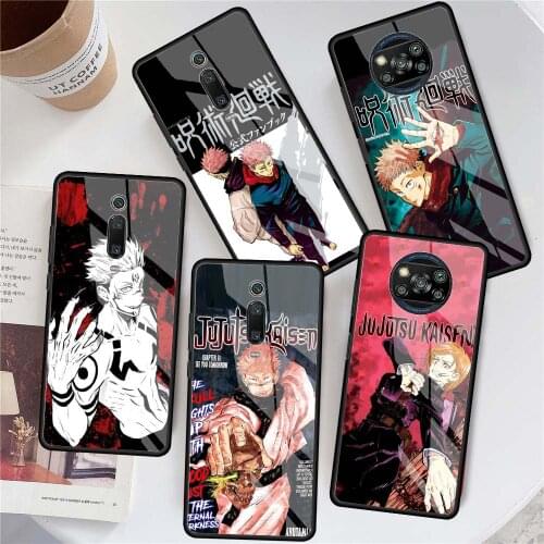 Hot Anime Jujutsu Kaisen Yuji Phone Case For Xiaomi Redmi Note 9S 8 Pro 9 7 8T 10 5G 9C K40 9A 8A 9T Tempered Glass Cover Shell