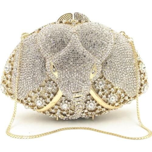 Elephant Elegant Hollow Out bridal bags Women Crystal Bag Evening Clutch purse Handbags Bridal Metal Purses Wedding Party Bag