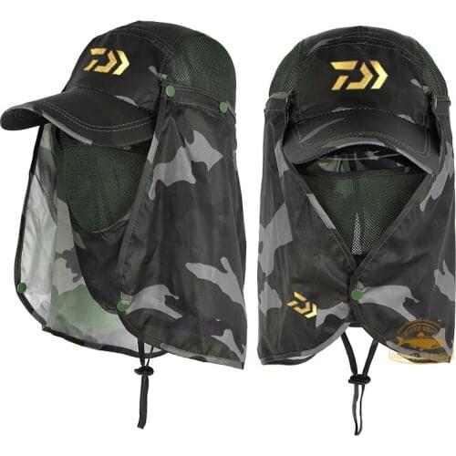 DAIWA Summer Men Lady UV Protection Face and Neck Protection Fishing Hat Outdoor Motion Quick-drying Camouflage Sunscreen Hat