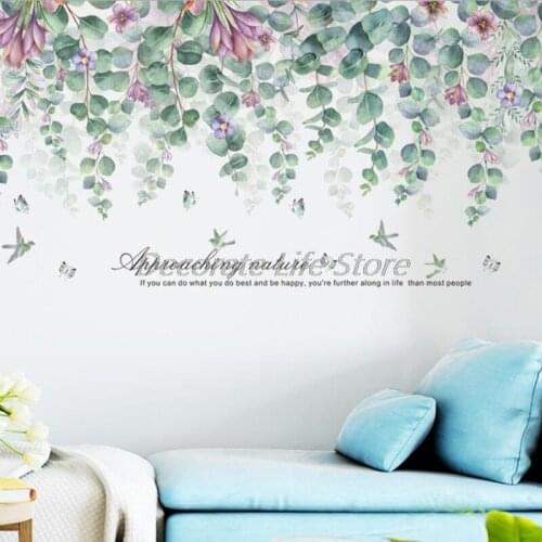 Large Nature Green Leaves Wall Stickers Living Room Bedroom DIY Wall Decals