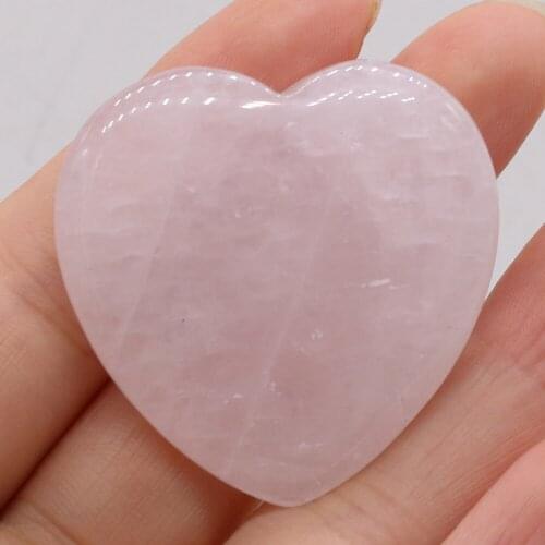Natural Stone Semi-precious Stone Heart-shaped Pink Crystal Beads DIY Necklace Bracelet Accessories-size 40x40mm
