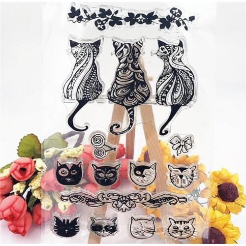 Wholesale 10pcs Clear Stamps 11x16CM cats transparent silicone seal roller stamp DIY scrapbook album / card production