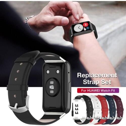 Genuine Leather Replacement Wrist Band Strap for huawei Watch Fit with Tool