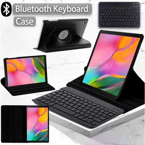 360 Degree Rotating Tablet Case for Samsung Galaxy Tab A 10.1 T510/T515 PU Leather Smart Cover Case + Bluetooth Keyboard