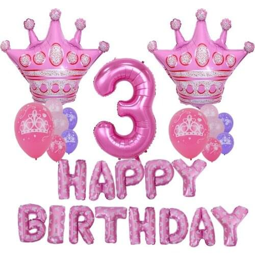 1set Crown Latex Foil Balloons 32inch number Pando Air Globos Happy Brithday Party Decorations Photo Show Kids Adult Toy Ballon