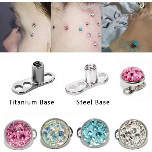 1PC Dermal Anchor Top Piercing with Base Skin Diver Surface Ring Micro Retainers Hide-it In Body Implant Stud Dermal Jewelry 16G