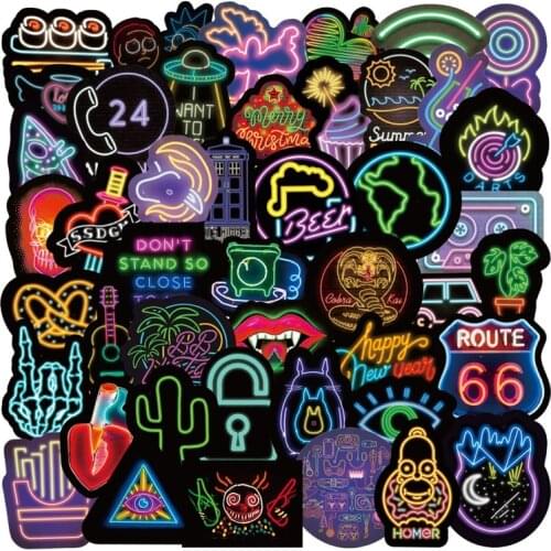 10/100/50PCS Neon Graffiti Sticker Personality Cartoon Creative Mobile Phone Skateboard Suitcase Notebook Water Cup Sticker