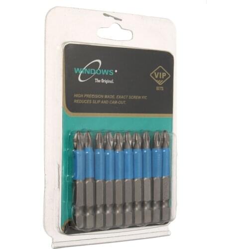 10 pcs/Set 50mm Screwdriver Single Head With Magnetic Cross Non-Slip PH2 Blue Leather Bit Hex Shanked Screwdriver