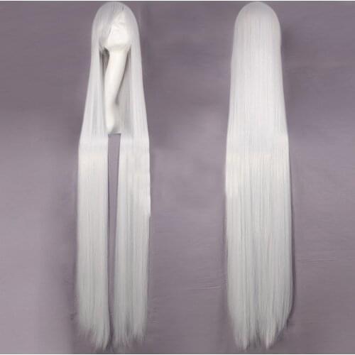 150CM silver Long Straight Wig 59'' Fiber Hairpiece women Heat Resistant Synthetic Hair anime Cosplay Wigs party Peruca