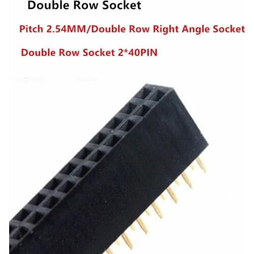 5pcs Double Row Pin Female Header Socket Pitch 2.54mm 2*10p Pin Connector