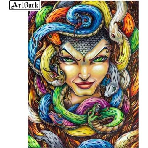5d diy diamond painting woman colored snake icon full square / round drill diamond embroidery 3d rhinestone mosaic