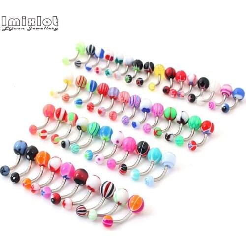 10/30Pcs Colorful Sexy Belly Bars Body Piercing Button Ring Navel Barbell Jewerly Lip Piercing Unisex Fashion Body Jewelry