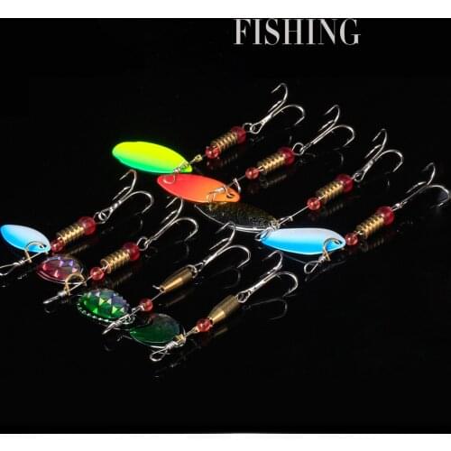 8PC/Set Spoon bait Long Spinner bait Spoon Lures With Treble Hooks heads for fishing Rotating sequins Jig Pesca jig