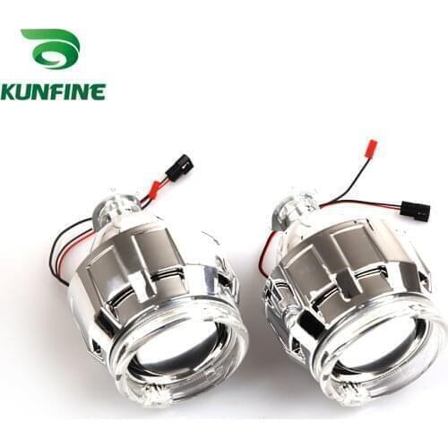 KUNFINE 2PCS/lot 3 inch Bi-Xenon HID Projector Lens Shrouds car high/low beam with Angel eyes for car headlight