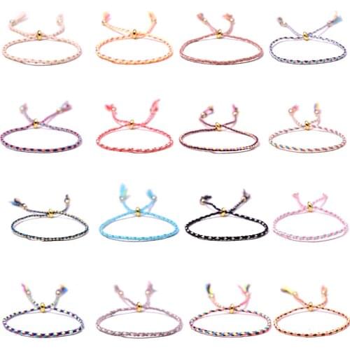 Fashion Friendship Knitting Bracelet Tibetan Cotton Rope Copper Bead Tassel Bracelet Adjustable Bohemian Bracelet