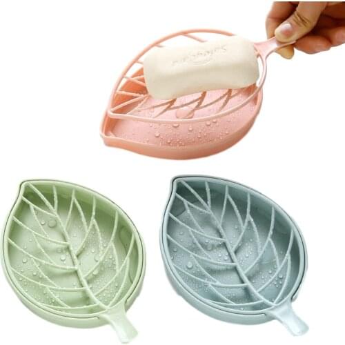 Leaf Shape 2 Layer Drain Soap Holder Plastic Soap Dish Household Portable Storage Rack Bathroom Kitchen Organizer Container Tray