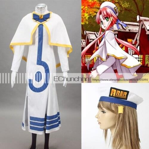 Halloween cosumes ARIA Akari Mizunashi uniform Anime cosplay Costume Custom Made any size includes hat and gloves
