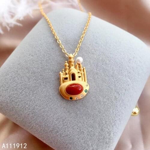 KJJEAXCMY fine jewelry natural Agate 925 sterling silver women pendant necklace chain support test trendy