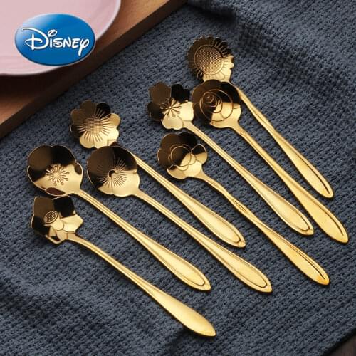 Disney Sakura Shape Coffee Spoon Spoon Stirring Stick Creative Sakura Rose Stainless Steel Spoon