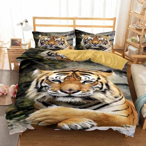 Tiger Bedding Set Wild Animal 3D Digital Duvet Cover Sets Figure Comforter Bed Linen Twin Queen King Single Size Dropshipping