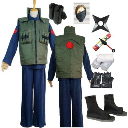 Hot Anime Cosplay Hatake Kakashi Cosplay Costume Vest Sweatshirt Pants Halloween Costume and Cosplay Props Full Set