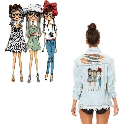 Fashion Girls Clothes Patches Stickers Household Iron-on Heat Transfer DIY Decoration Appliqued Parches for Top Coat Tote