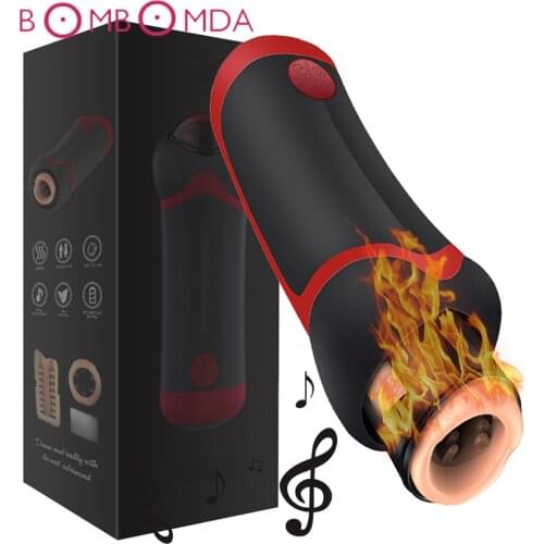 Men Masturbate Cup Heating Voice Retractable Voice Interaction Automatic Thrusting Piston Vibrator Adult Sex Toys Sex Machine