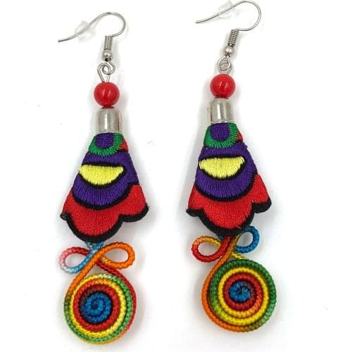 New handmade Ethnic jewelry vintage dangle colorful tassel charm earrings tassel Pendant earrings for women bijoux wedding gift