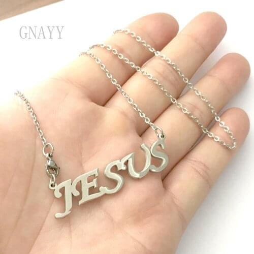 Stainless steel High Polished Name JUSUS pendant necklace FOR WOMEN MEN 18 INCH