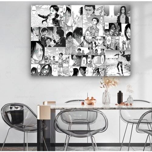 Attack on Titan Eren Yeager Manga Collage PosterTitan Anime Canvas Painting Wall Art Posters Prints Pictures Living Room Decorat