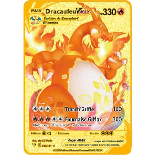 Pokemon Anime Golden GX EX Metal PV French Pokemon Card Mewtwo Vmax Charizard Game Battle Collection Pokemon Card Toy Model