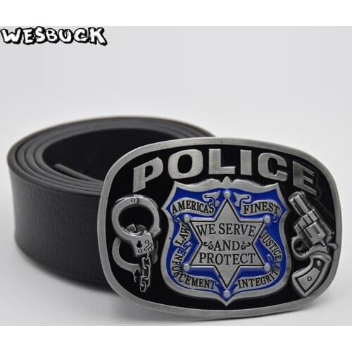 5 PCS MOQ WesBuck Brand Hot Sale Belt Buckles Metal Police Design With Good Plating Belt Buckle Mens Birthday Gift