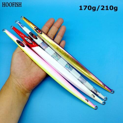 HOOFISH 1pcs/lot Long Deep sea metal jig fihsing lure 170g/210g Jigging Metal Lures Luminous bait isca artificial lure