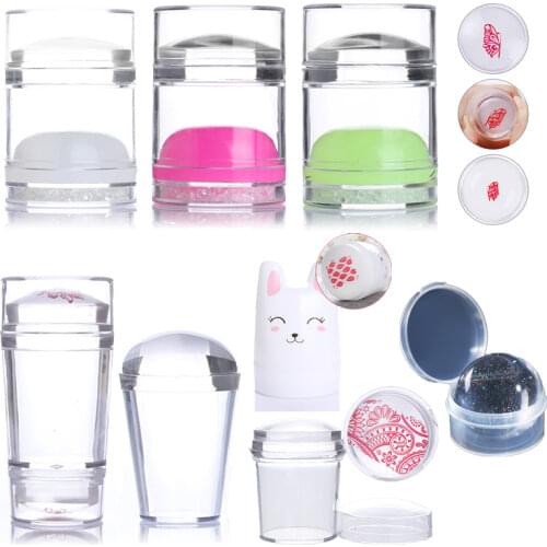 1Pc Clear Jelly Marshmallow Silicone Nail Stamper Refill Head Replacement 2.8 3.5 3.9cm with Box Nail Stamps