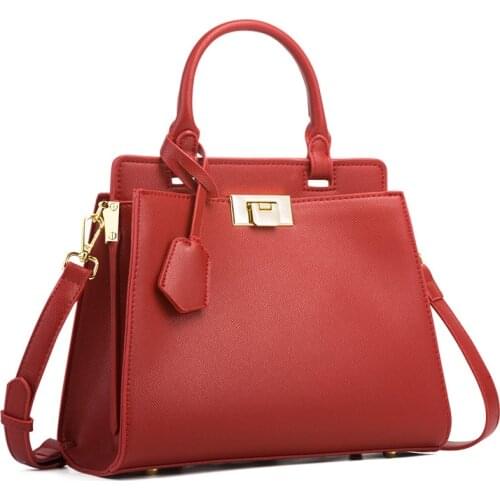 Bags of Women 2021 New Womens Bag PU Leather Handbag Handbag Large Capacity Solid Color Single Shoulder Messenger Bag