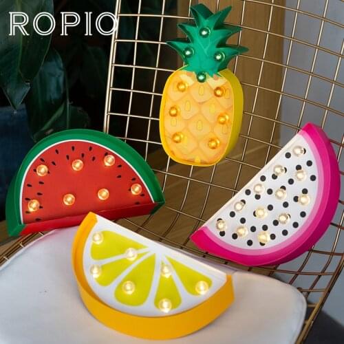 ROPIO LED Night Lights 3D Paperboard Night Lamp Marquee Neon Light Cactus Bird Fruit Ice Cream Desk Lamp Home Childrens Gift