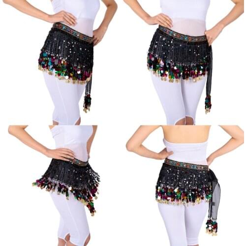 Belly Dance Waist Chain Hip Skirt Scarf With Sequins Coin Tassel