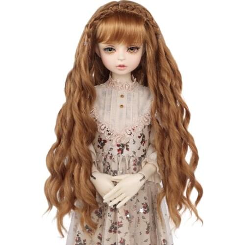BJD/SD Dolls Wig Hair Long Curly Soft Silk fiber Khaki Dark Brown Wigs for 1/3 1/4 1/6 Bjd Doll accesories