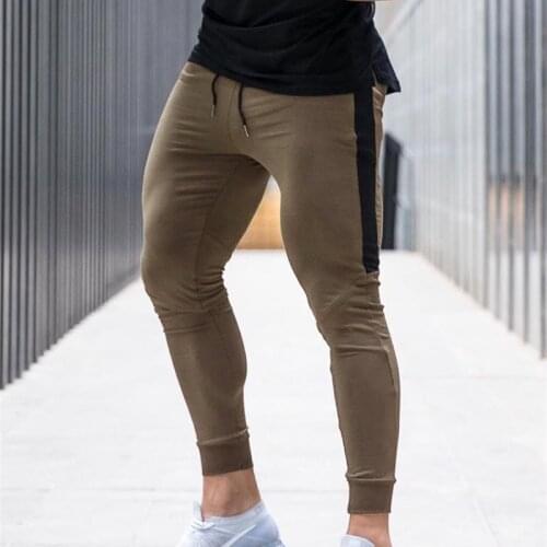 Novo jogging calças dos homens do esporte sweatpants correndo calças dos corredores de algodão calças de treino fino ajuste calç