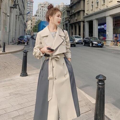 Doubler Breasted Windbreaker Womens Mid-Length Spring Autumn 2021 Korean Style Loose Temperament Jacket Tide Streetwear zh1500